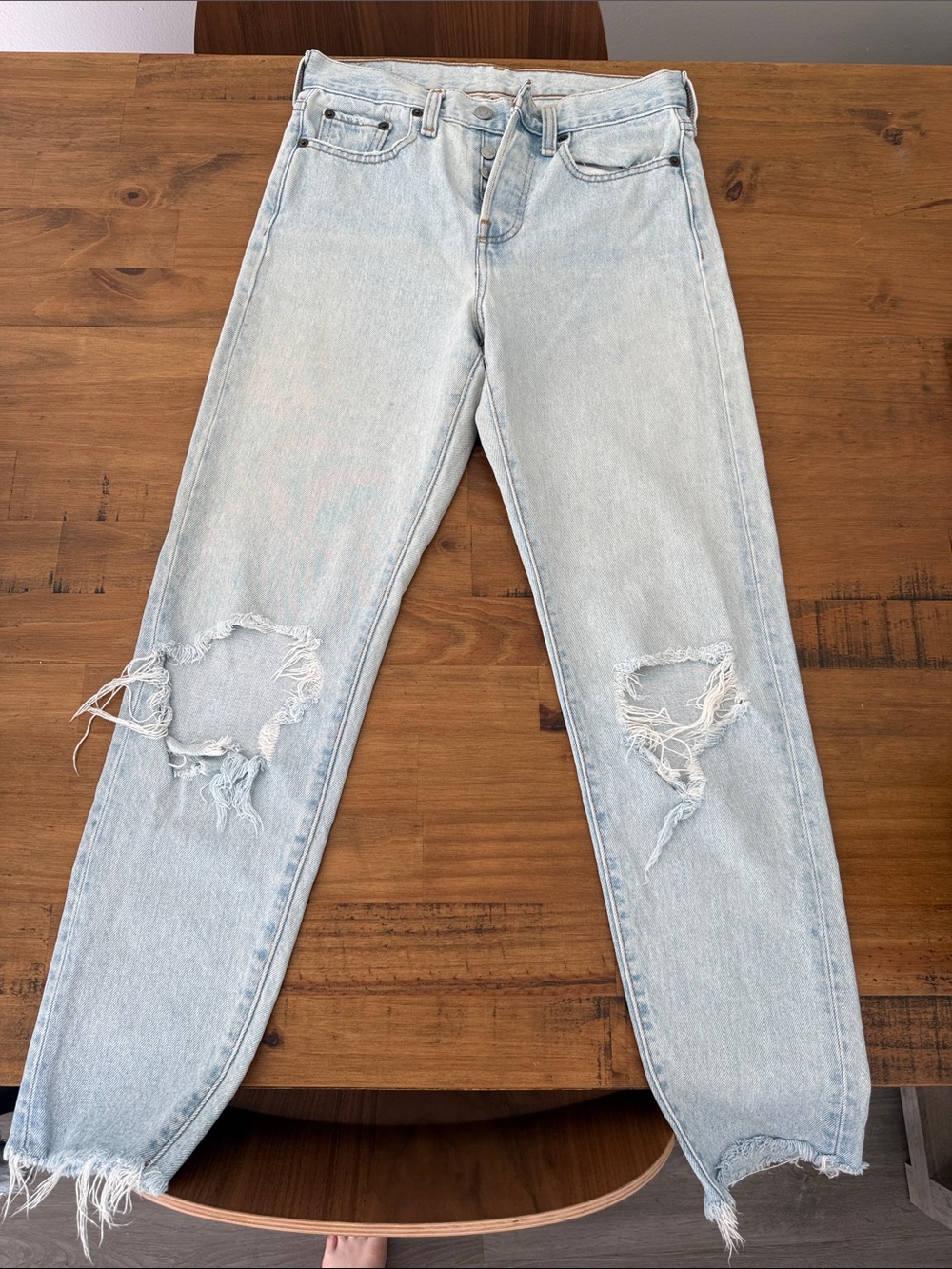 Levi's Light Blue Straight-Leg Ripped Jeans